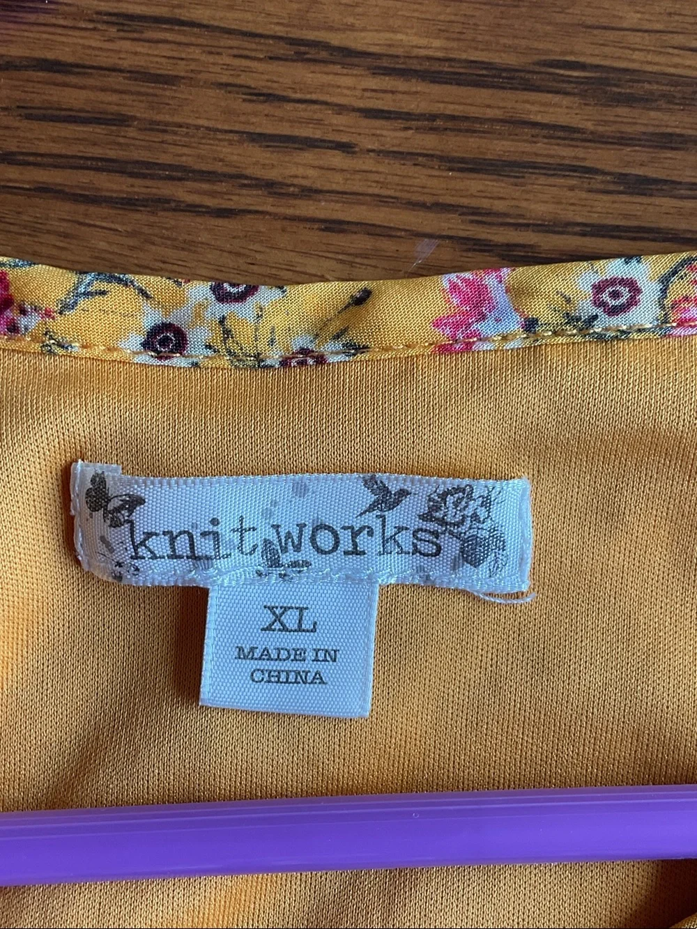 Knitworks Mustard Floral Cold-Shoulder Blouse